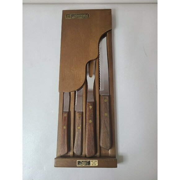 Washington Forge Other - Vintage Forgecraft by Washington Forge Knife Cutlery Set With Wood Hanging Case